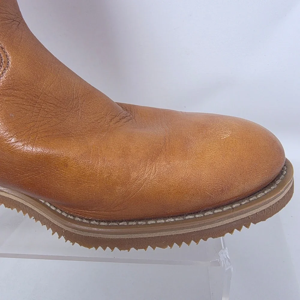 Dingo Leather Engineer Boots Mens 7.5 D Tan Brown Vibram Sole Vintage USA Good